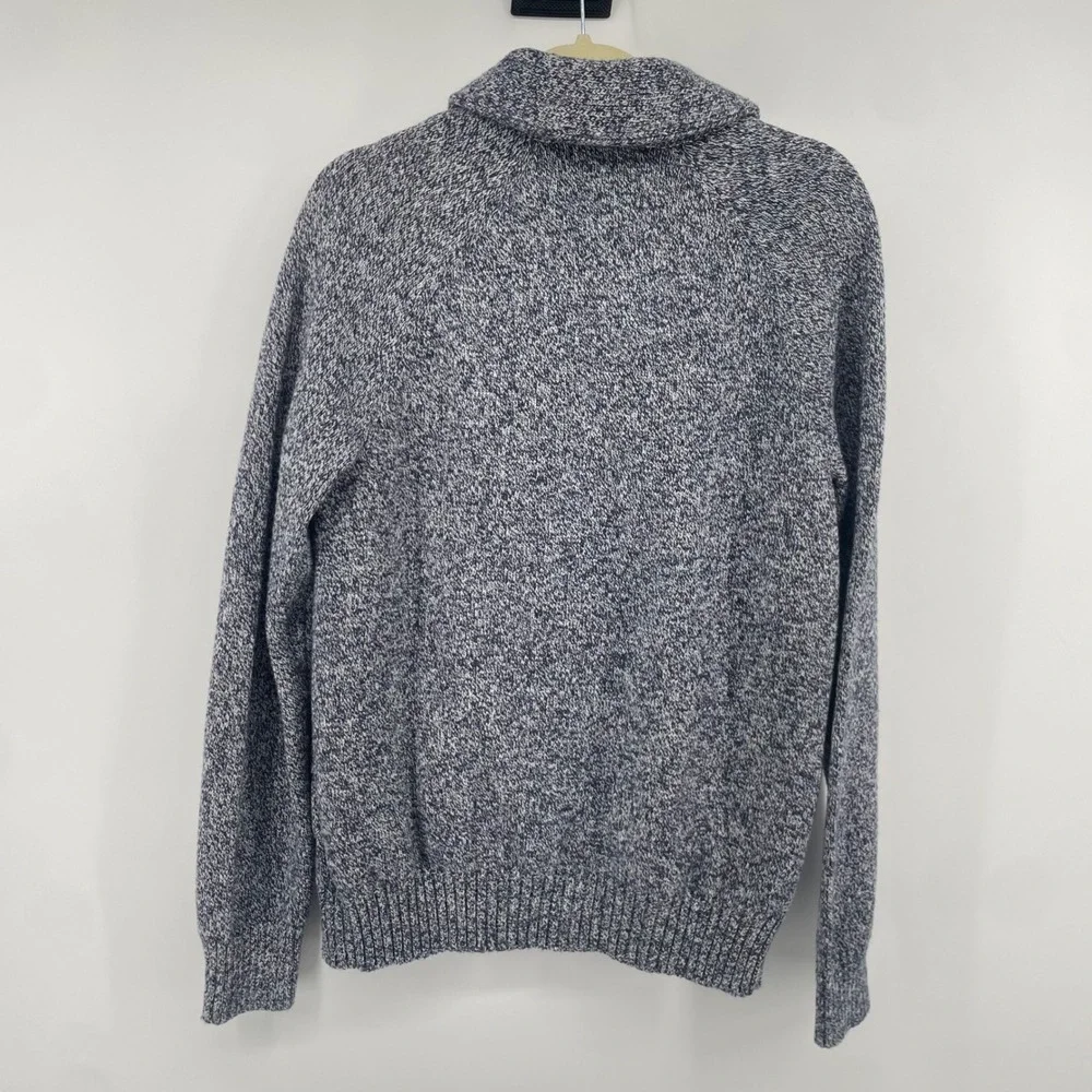 Banana Republic Cardigan Mens M Blue Marled Cable Knit Shawl Collar Sweater
